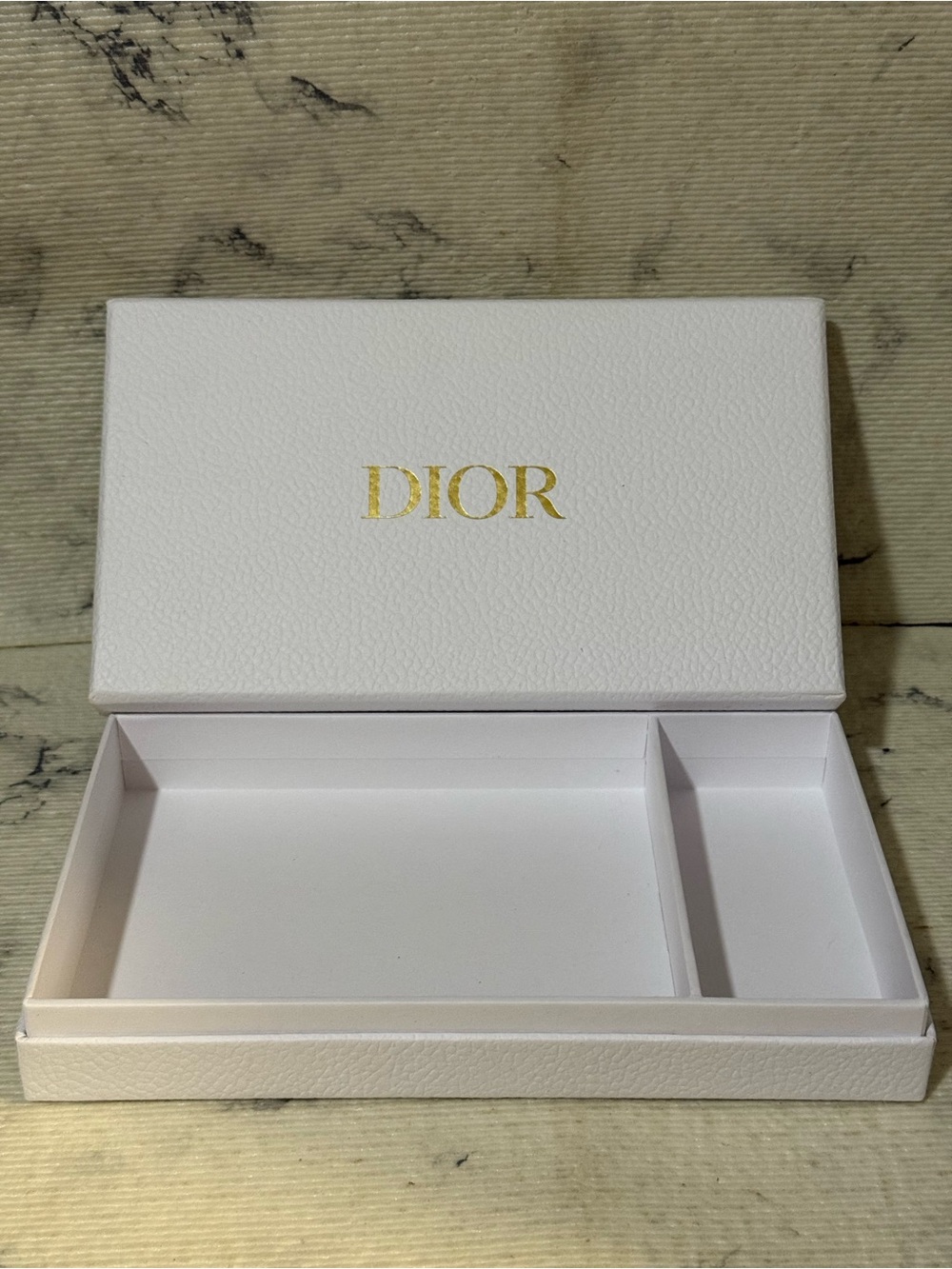 Dior Rectangular White Pebbled Box (Interior Divided Section) Box Only - Picture 6 of 9